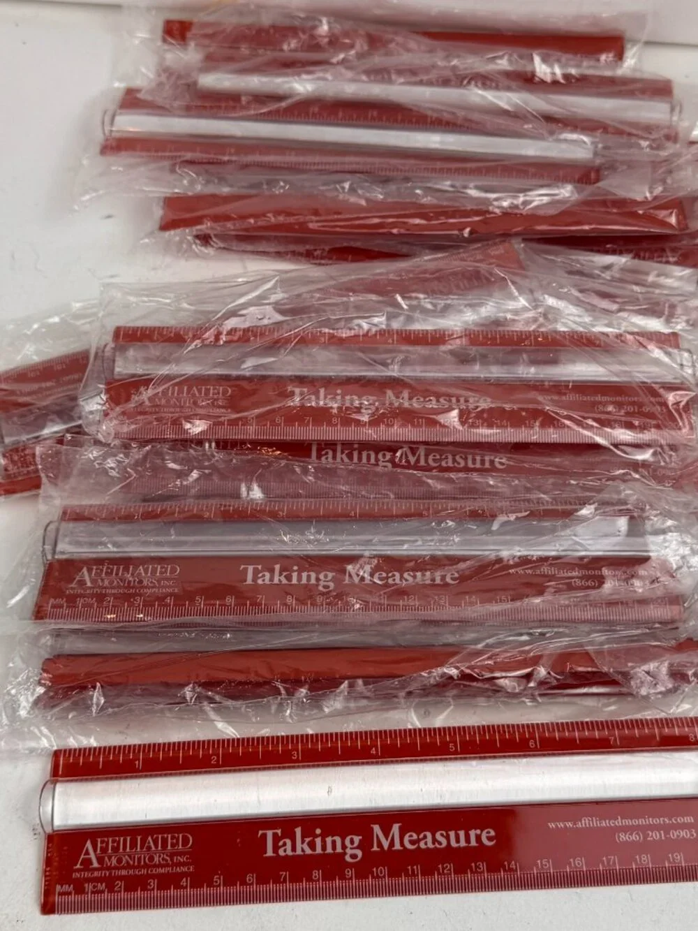 affiliated monitors red 8 inch magnifying bar ruler desk paperweight new nos